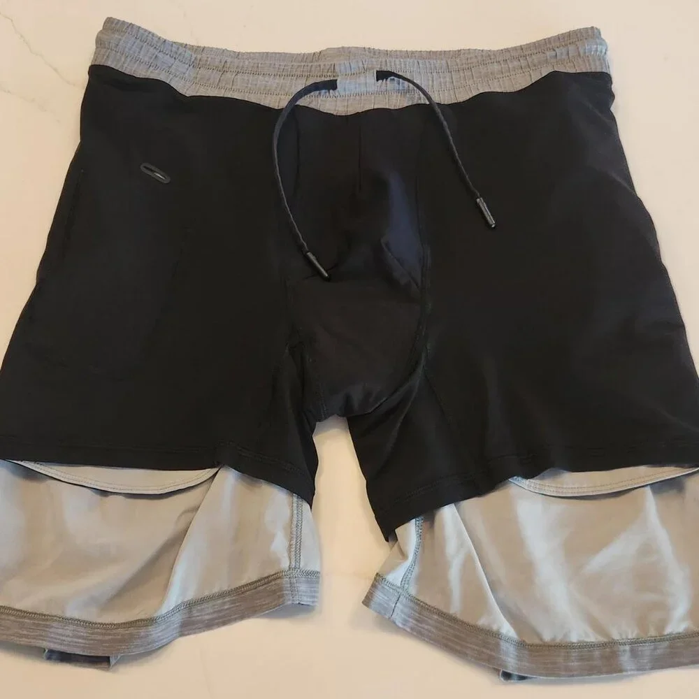 Lululemon Sz M Pacebreaker Shorts Lined Menβs 7 in Gray Gym Workout Running - Picture 8 of 9